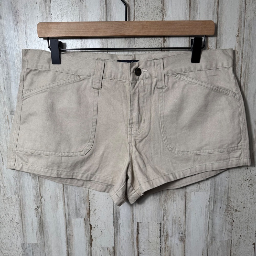 Abercrombie & Fitch Vtg Y2K Khaki Cream Button Mini Micro Short Womens Size 8